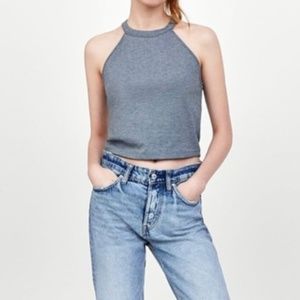 Zara Gray Halter Crop Top
